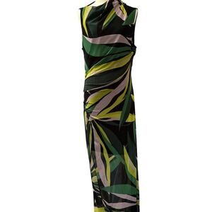 Women’s Donna Morgan Green & Lime Long Bodycon Cocktail Dress Sz 14